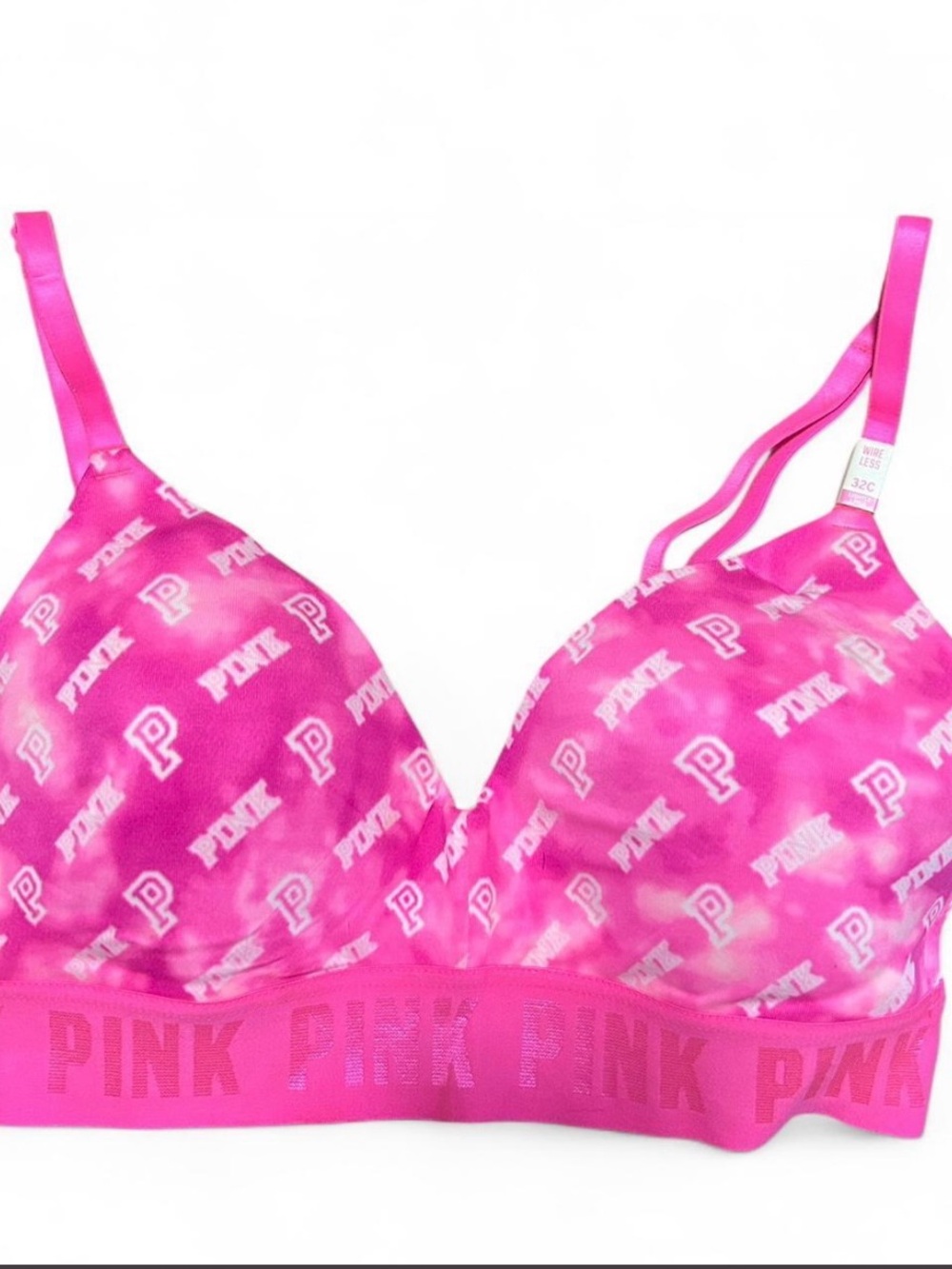 PINK Victoria's Secret Hot Pink Logo Wireless Bralette